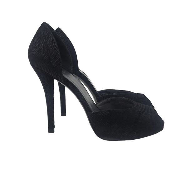 Stuart Weitzman Divorcee D’Orsay Peep Toe Pump Heels Black Spain Size US 7 - Picture 2 of 10